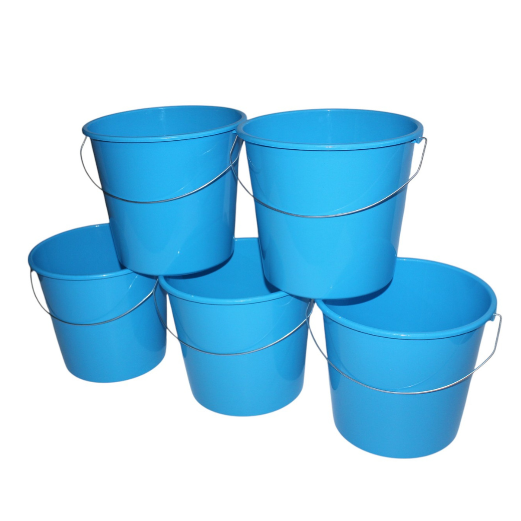 Emmers - Huishoudemmers - 10 liter - Set van 5 stuks - Met handvat - 8 kleuren