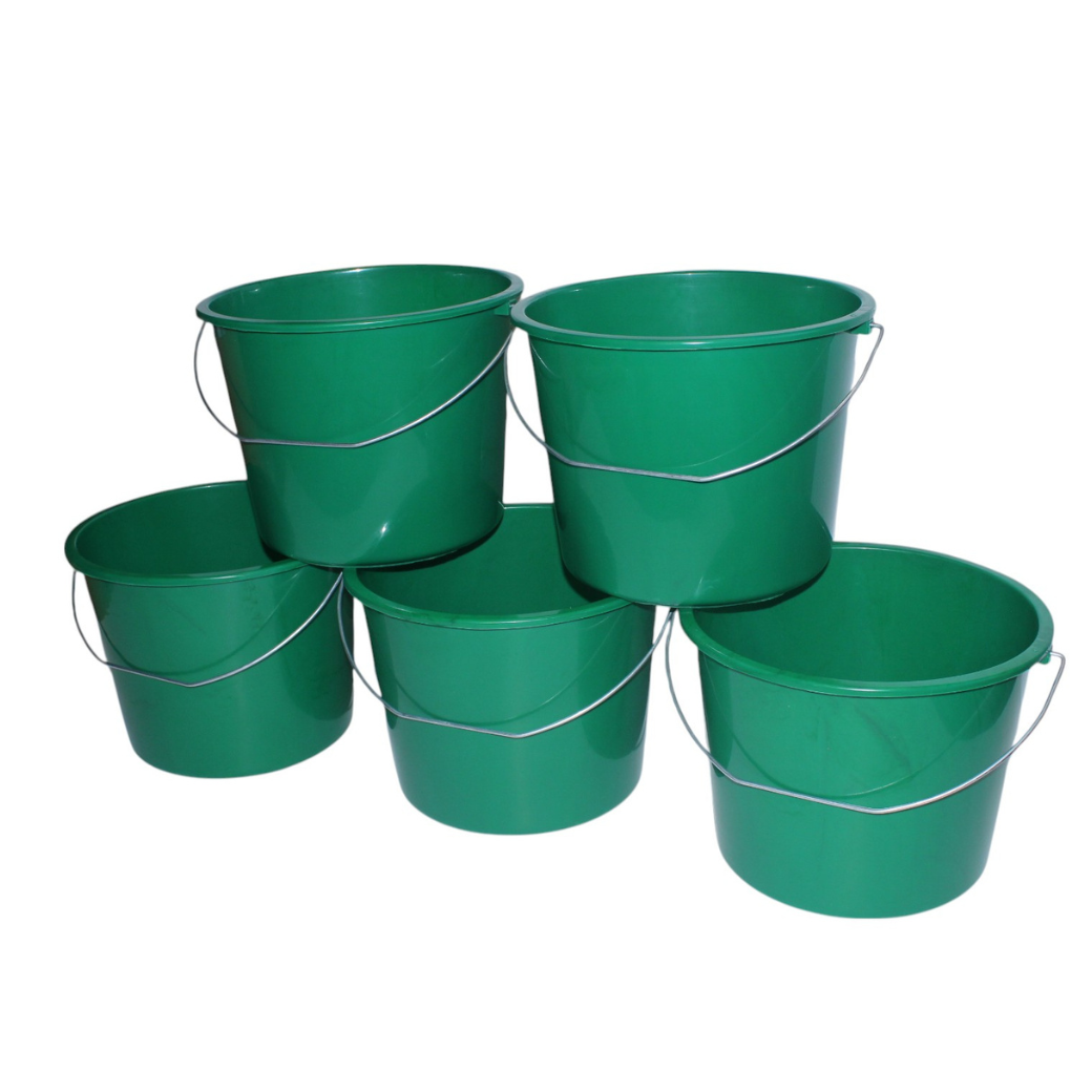 Emmers - Huishoudemmers - 10 liter - Set van 5 stuks - Met handvat - 8 kleuren