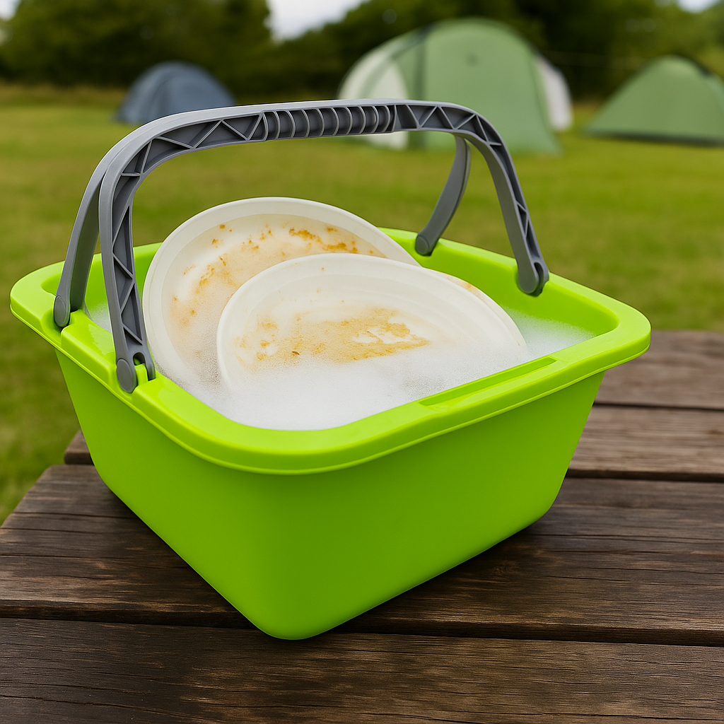 Afwasbak – Vierkante Afwasteil – 18,5 Liter – Lichtgroen – Met Hengsel – Wasbak – Keuken & Huishouden – 39x39x22cm