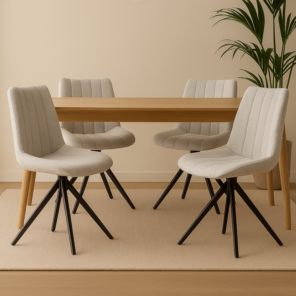 Set van 2 Eetkamerstoelen – Naturel/Créme – Vergaderstoelen – Stoelen – Draaibaar