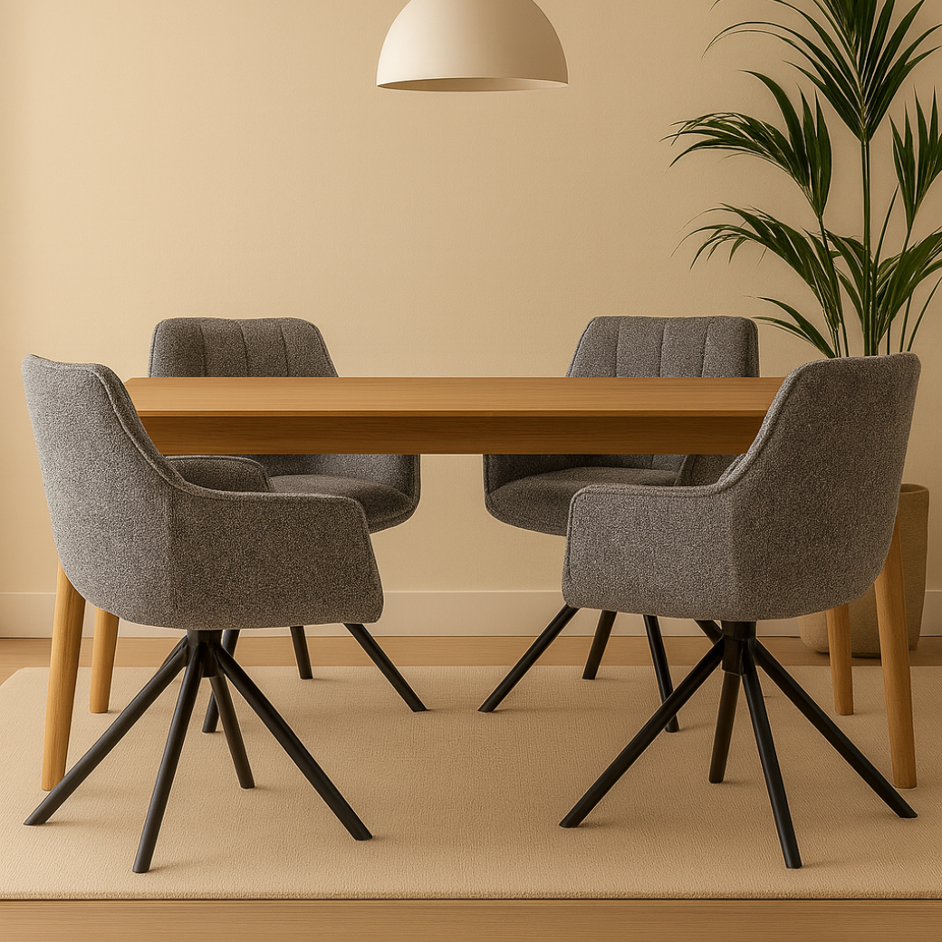 Set van 2 Eetkamerstoelen – Antraciet – Met Armleuning – Vergaderstoelen – Stoelen – Draaibaar