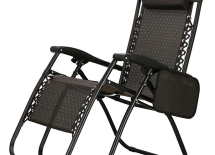 Tuinstoel | Ligstoel | Opvouwbaar | Verstelbaar | Ergonomische Hoofdsteun | Bruin/Zwart