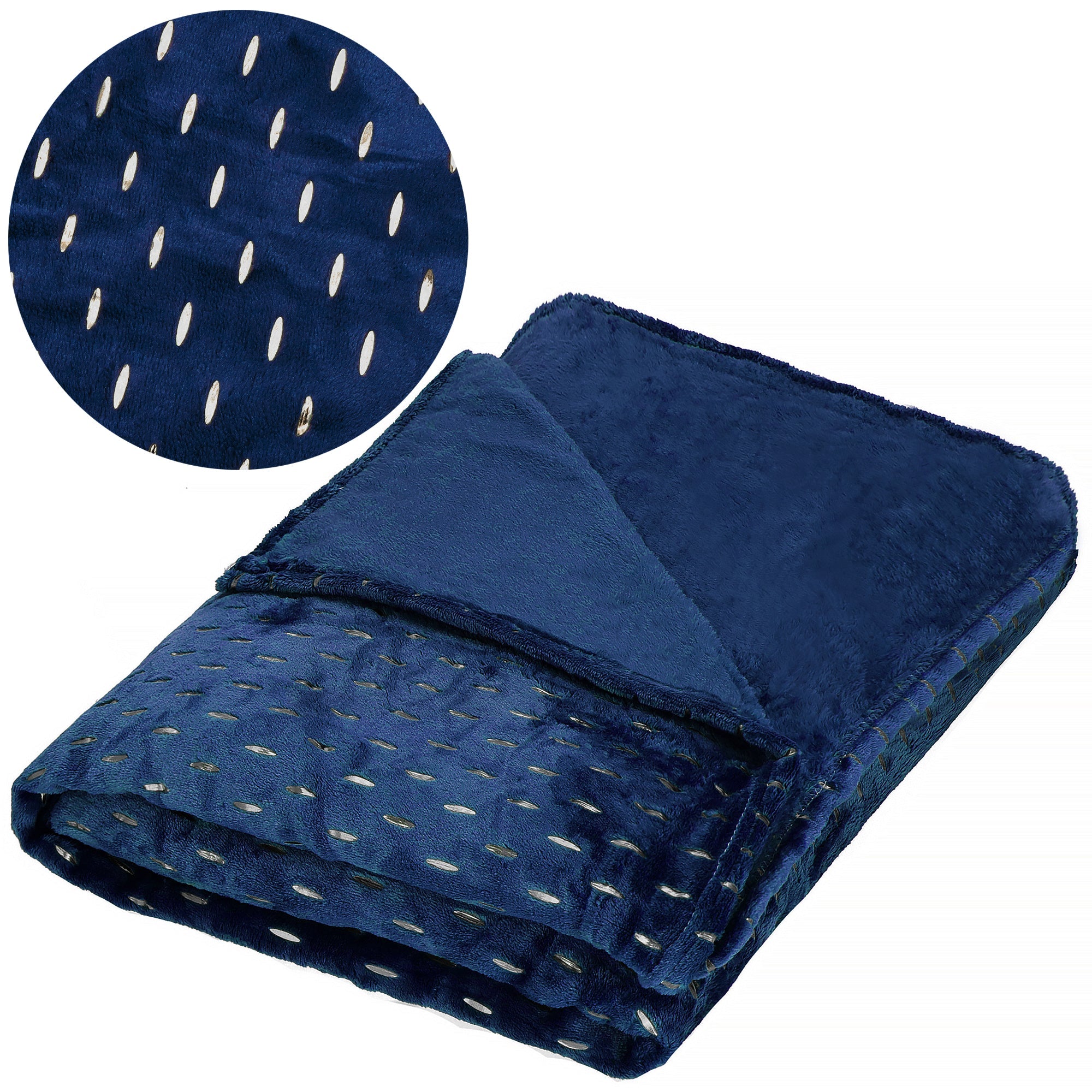 Plaid | Sprei | Deken | 200 x 150 cm | Pluche | Blauw/ Goud