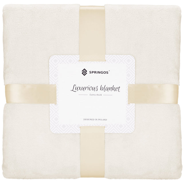 Plaid | Sprei | Deken | 160 x 90 cm | Pluche | Crème