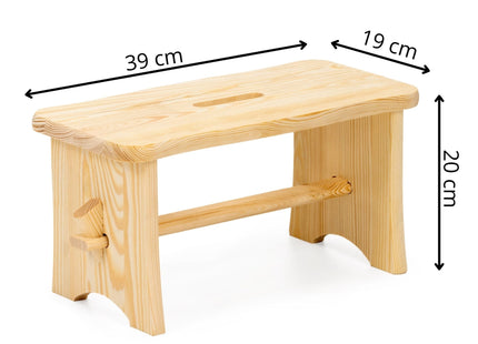 Kruk - Bijzet Krukje - Grenenhout - Lichtbruin - Rond - 120 Kg - 40 x 20 x 20 cm