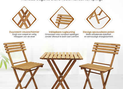 Tuinset | Tuintafel | Tuinstoelen | 3-delig | Opvouwbaar | Bruin