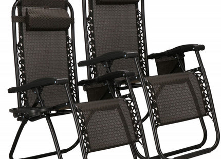 Tuinstoelen | Ligstoel | Opvouwbaar | Verstelbaar | Ergonomische Hoofdsteun | 2 Stuks | Bruin/Zwart