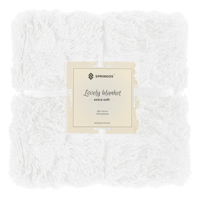 Plaid | Sprei | Deken | 200 x 220 cm | Pluche | Wit