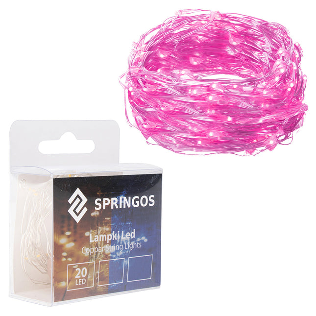 Draadverlichting Kerstboomverlichting - 20 LED - Microdraden - 1.9 M - Roze