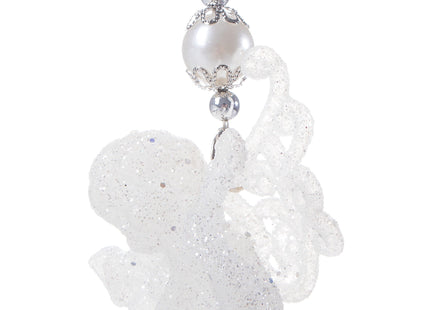 Kersthanger | Engel | Kerstboomhanger | Wit | Glitters | Kunststof |13 cm