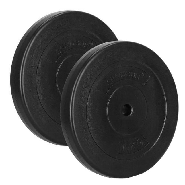 Halterschijven | 2 x 15 kg | Kunststof | Zwart
