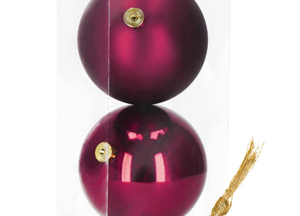 Kerstballen | 2 Stuks | 15 cm | Bordeaux