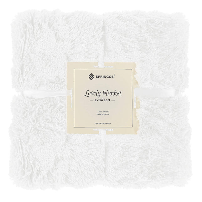 Plaid | Sprei | Deken | 160 x 200 cm | Pluche | Wit