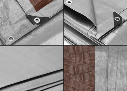Afdekzeil | Dekzeil | Zeildoek | Waterdicht | PVC | 5 x 3 m | 210 g/m2 | Grijs/Bruin