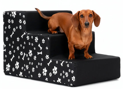 Hondentrap - Hondenloopplank - 3 Hellingen - Opstapje - Voor Grote en Kleine Honden - Zwart - 30 Cm