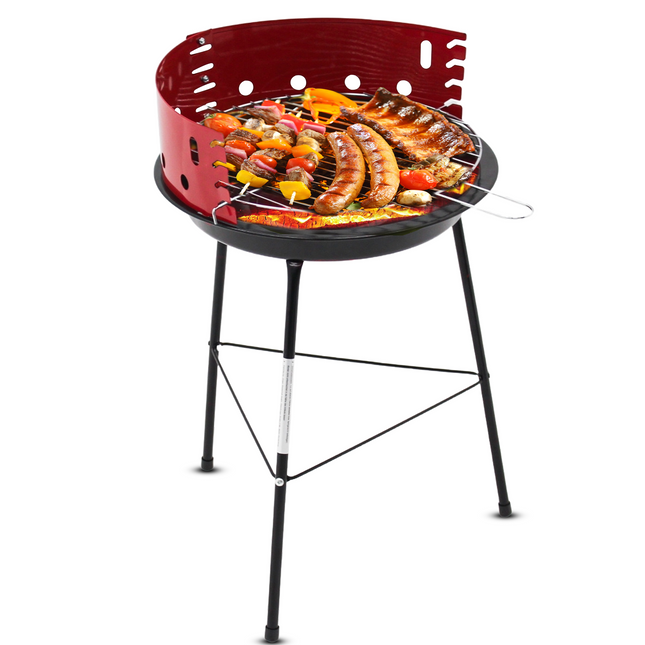 Barbecue  - BBQ - Grill - Windscherm -  Ø 37 Cm -  Rood/Zwart