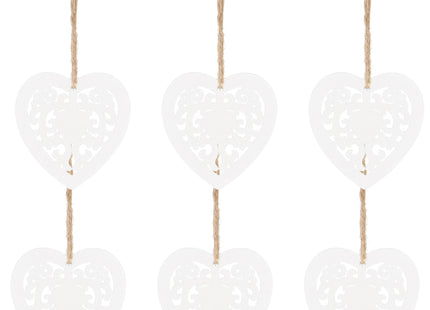 Kerstversiering | Kerstdecoratie voor binnen | Kersthanger | Kersthart | Hout | 6 Stuks | 7 cm