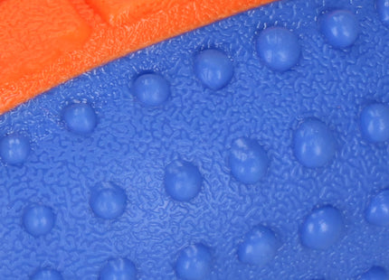 Hondenspeeltje - Bijtring - Piepend - Rugbybal - Blauw/Oranje