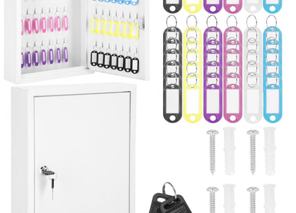 Sleutelkluis | Sleutelkast | Sleutelbox | 42 Haken | 35 x 27 x 8 cm | Wit