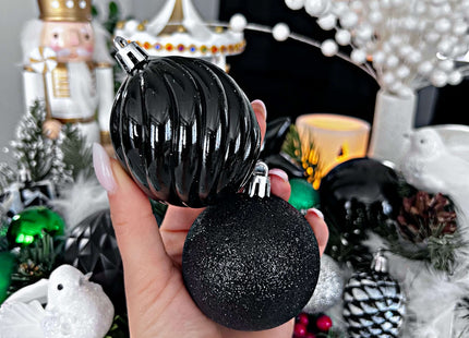 Kerstballen & Piek | 33 Stuks | 5/6/8 cm | Zwart