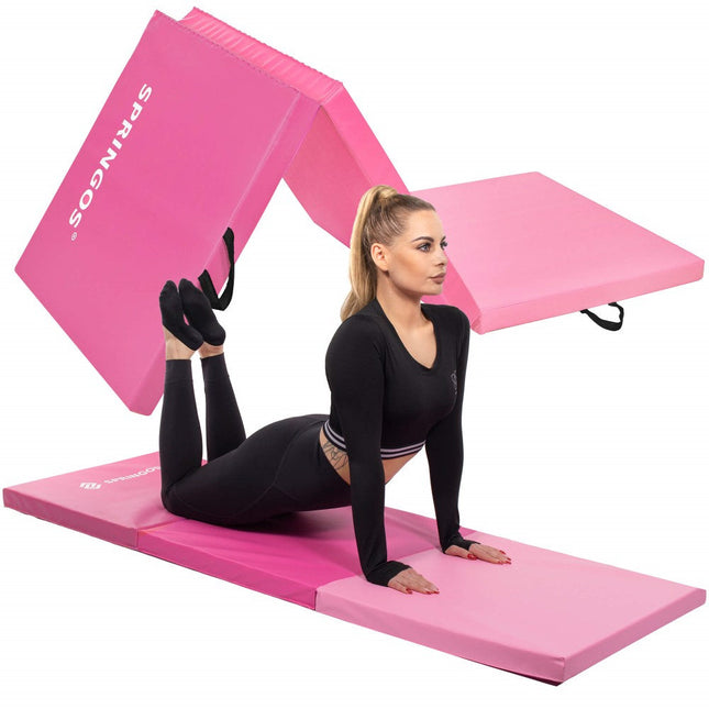 Fitnessmat | 3 Delig | 180 x 60 x 5.5 cm | Roze