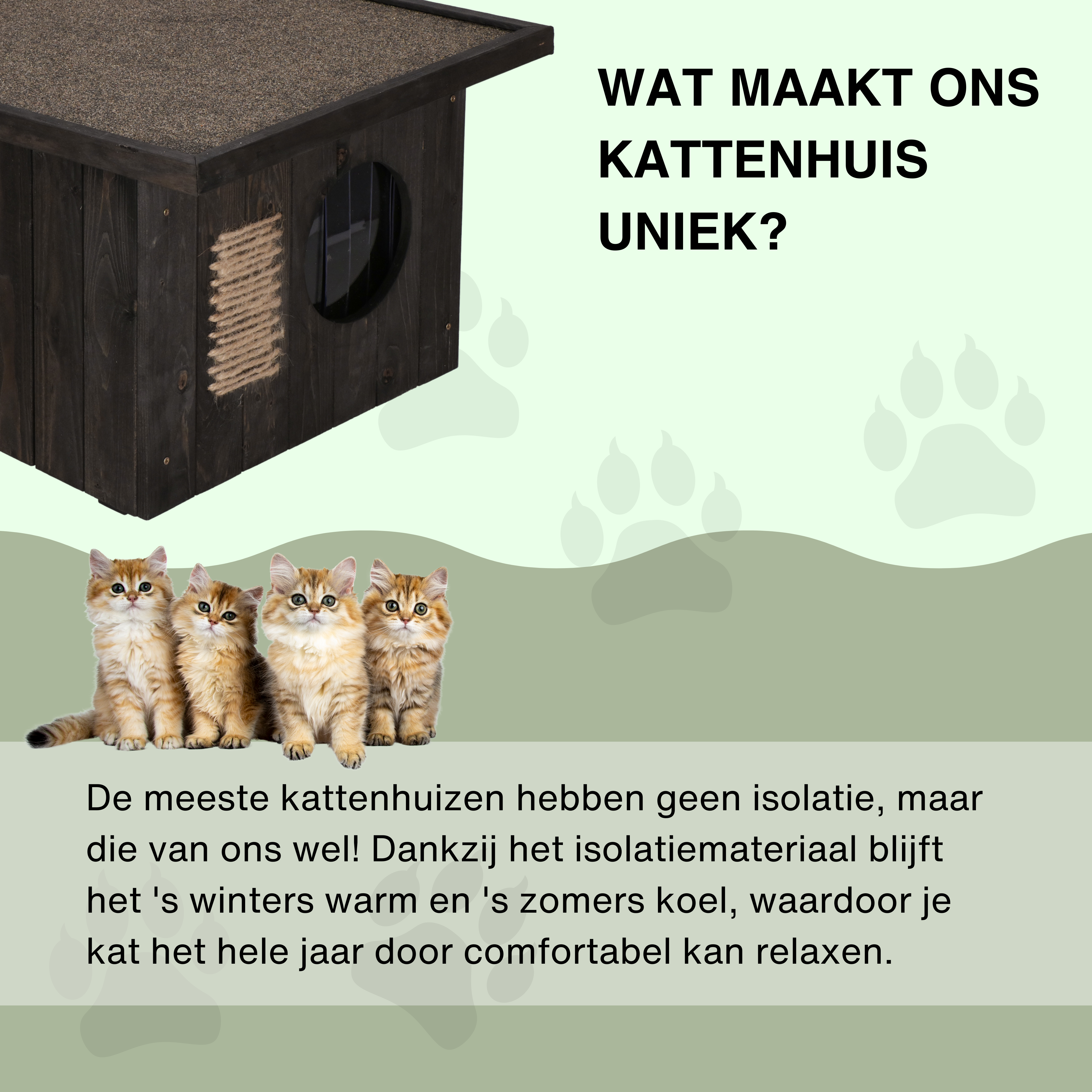 Kattenhuis - Geïsoleerd - Voor Buiten - Weersbestendig - 58 X 49,5 X 36 CM - Zwart