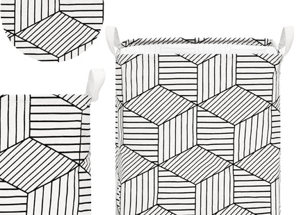 Opbergmand - Speelgoedmand - Kledingmand - Organizer - Handvatten - Wit - Zwart