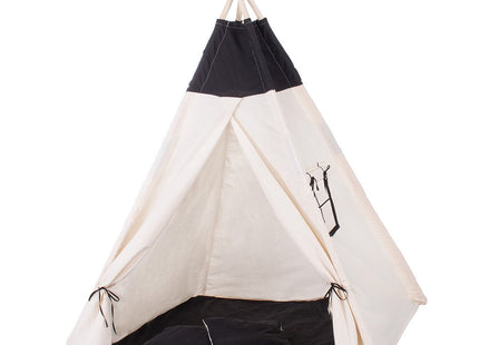 Tipi Tent | Wigwam Speeltent | 120x100x180 cm | Met Mat en Kussens | Naturel Zwart