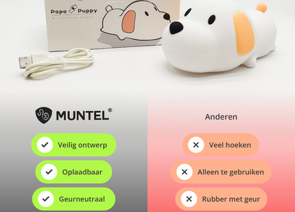 Nachtlampje - Voor Kinderen - Puppy - Oplaadbaar - Kindvriendelijk