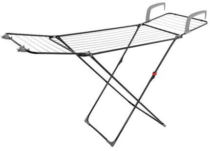 Droogrek - Wasrek - Droogtoren - Inklapbaar - Draaibaar - Zwart - Staal - Kunststof - Met Radiatorbeugels - 169 x 54 x 97 Cm