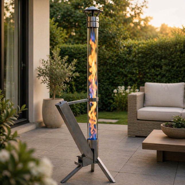 Pellet Terras Heater - Terrasverwarmer - Outdoor - Heater - Fire Tube - Pallet - RVS - 34x 44.8x 132.2Cm