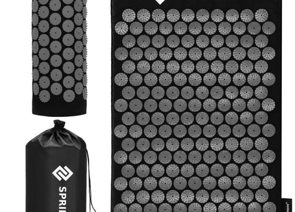 Acupressuurmat - Spijkermat - Lichaamsstimulator - Ontspanning - Massage  - Kussen - Zwart/Grijs