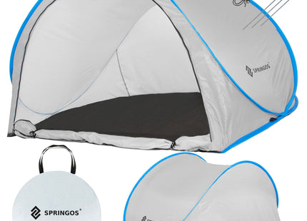 Strandtent | Pop-Up Strandtent | UV Filter | Inclusief Draagtas | 120 x 200 x 110 cm | Grijs/Blauw