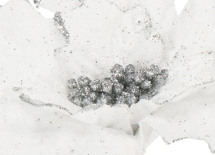 Kunstbloem - Ster van Bethlehem - Wit - Glitters