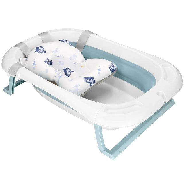 Opvouwbaar Baby Bad - Opvouwbaar - Draagbaar - Met Stop - Thermometer - Kussen - Tot 12 Maanden - 35 L - Blauw - Wit - 82 x 52 x 22 cm