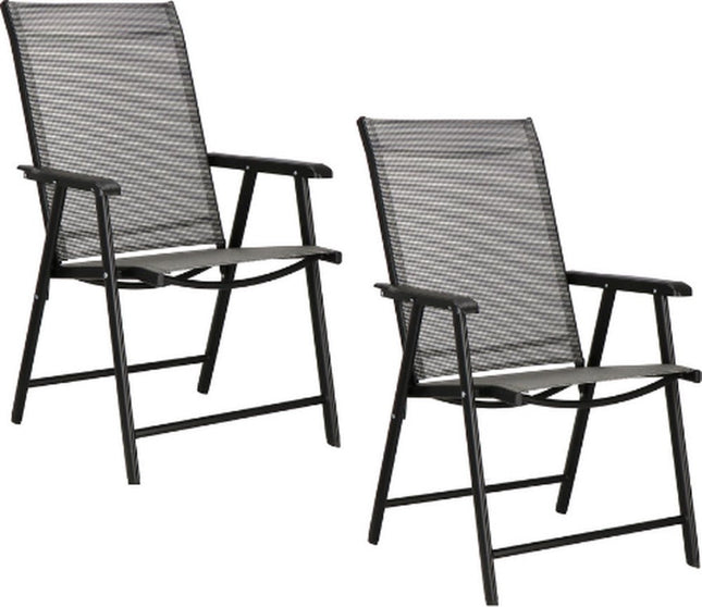 Tuinstoelen | Tuinstoelen | Verstelbare Rugleuning | Inklapbaar | Aluminium & Textileen | 2 Stuks | Zwart/Grijs
