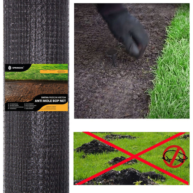 Mollengaas | Mollenbestrijding | Mollennetten | 2x 300 m | 30g/m2 | Zwart