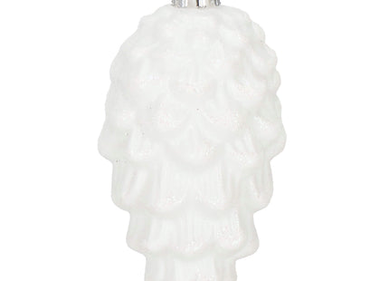 Kerstboomhanger Dennenappels | 6 Stuks | 9.5 cm | Wit