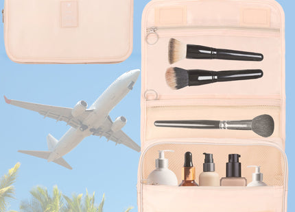 Make Up Tas - Toilettas - Cosmetica - 23x19x9,5 cm- Beige