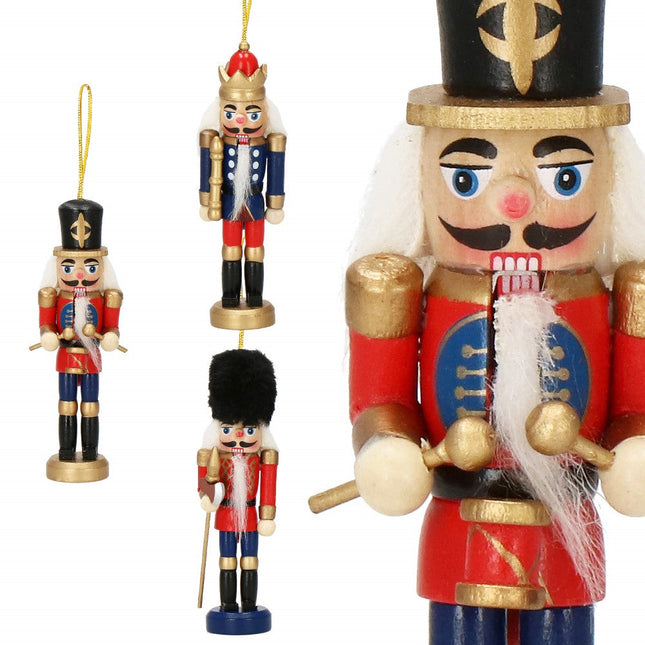 Notenkraker Kerst | 3 Stuks | Blauw/Rood | 12.5 cm
