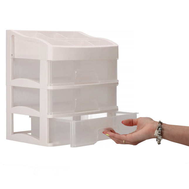 Make Up Organizer | Sieradendoos| Meerdere vakken | Lade Kast | Wit| 31x26,5x19,5 cm