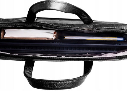 Leren Aktetas - Laptoptas - 15,6 inch - Zwart - 43 x 35 x 4,5 CM