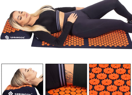 Acupressuurmat - Spijkermat - Lichaamsstimulator - Ontspanning- Massage - Oranje/Zwart