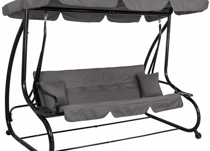Schommelbank |  4-zits | 241 X 120 X 162 Cm | Linda-Schommel | 4-zits | Waterafstotend | Inclusief 2 Kussens | Verstelbare Luifel |Grijs
