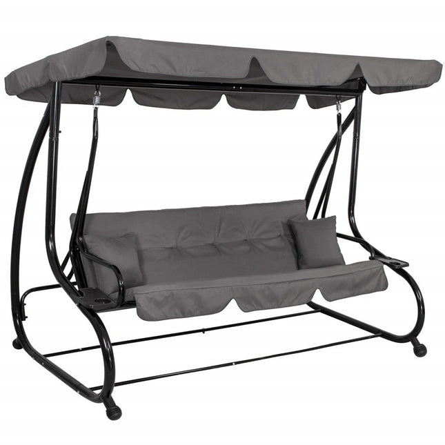 Schommelbank |  4-zits | 241 X 120 X 162 Cm | Linda-Schommel | 4-zits | Waterafstotend | Inclusief 2 Kussens | Verstelbare Luifel |Grijs