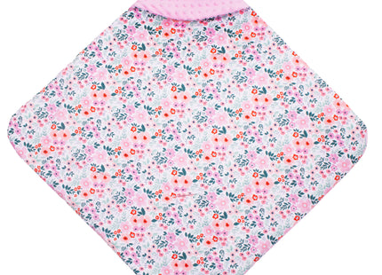 Deken Voor Autostoel - Draagzak - Dubbelzijdig - Capuchon - 77 x 77 Cm - Roze - Bloemen