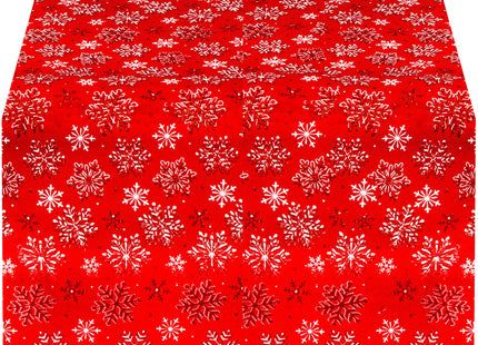 Tafelkleed -Kerst - Sneeuwvlokken- Rood - Polyester - 140 x 220 CM