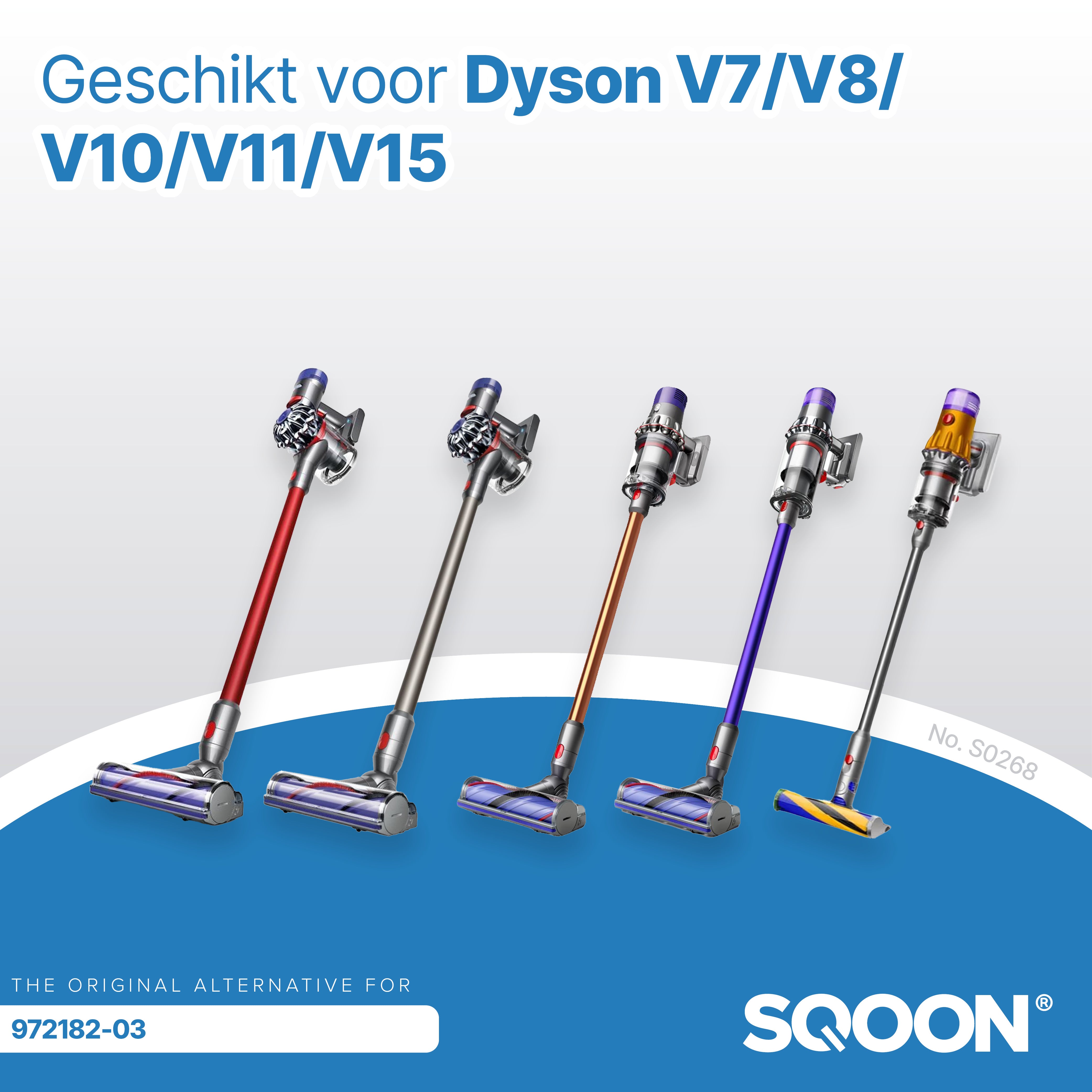 SQOON Stofzuiger Mondstuk Geschikt voor Dyson Stofzuiger V7 / V8 / V10 / V11 en v15 Series - Zuigmond voor Dyson Steelstofzuiger - LED Licht
