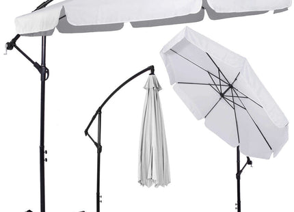 Zweef Parasol | Kantelbaar | Waterafstotend | Lichtgrijs | Ø 350 CM