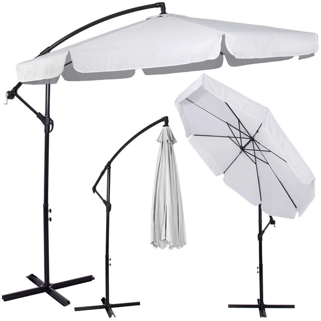 Zweef Parasol | Kantelbaar | Waterafstotend | Lichtgrijs | Ø 350 CM